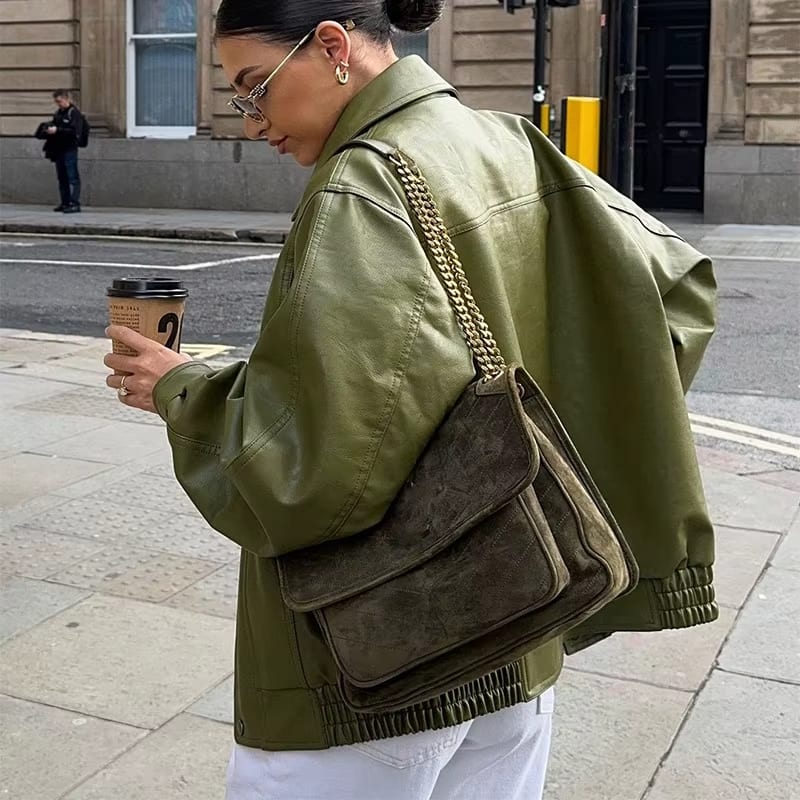 Livia – Oversized leren jas