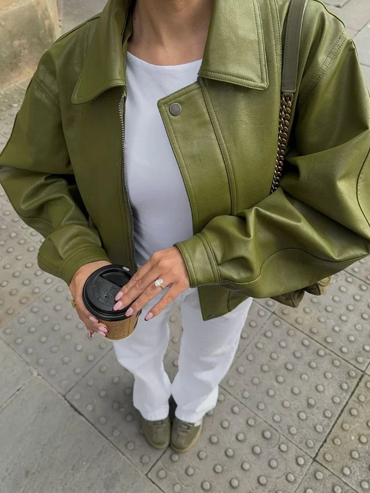 Livia – Oversized leren jas