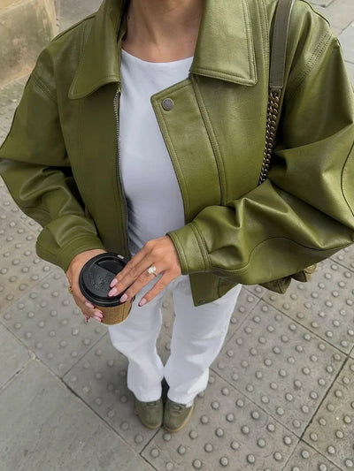 Livia – Oversized leren jas